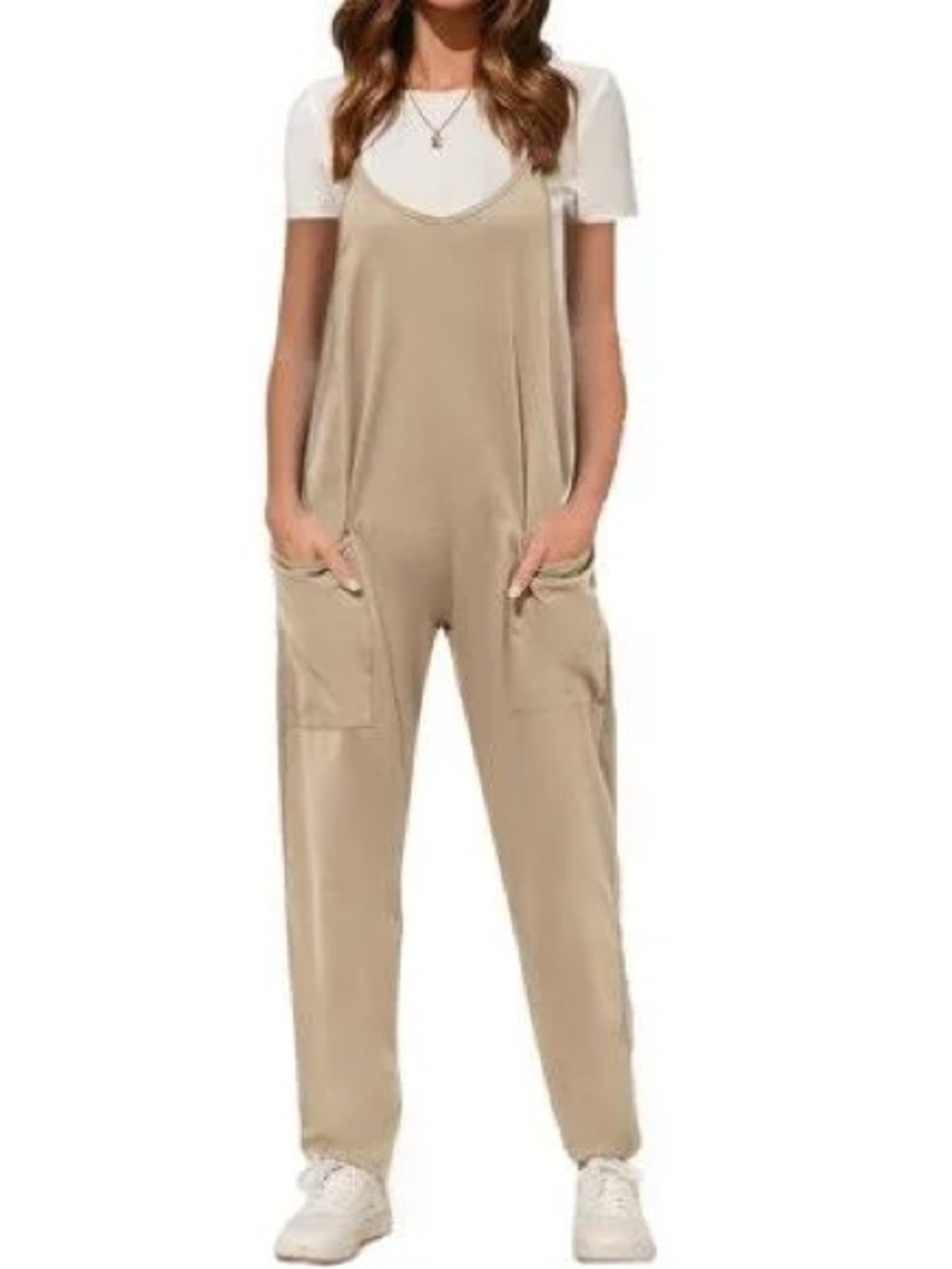 Women's Small. Beige Relaxed Jumpsuit Overalls. NWOT.